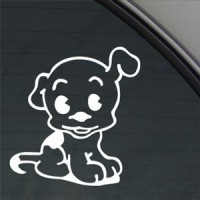 Cute Dog Decal Pudgy Dog Car Truck Window Sticker 